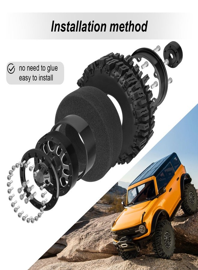 HobbyPark 1.9 Beadlock Wheels for TRX4 Axial SCX10 II III RR10 Wraith Redcat Gen 8 Gen 7 RC4WD 1/10 Scale RC Crawler Car (Black Ring w/Tires) - Image 5